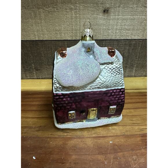Dept 56 Night Before Christmas Glass Ornament Brick Town Hall In Box - Picture 3 of 5